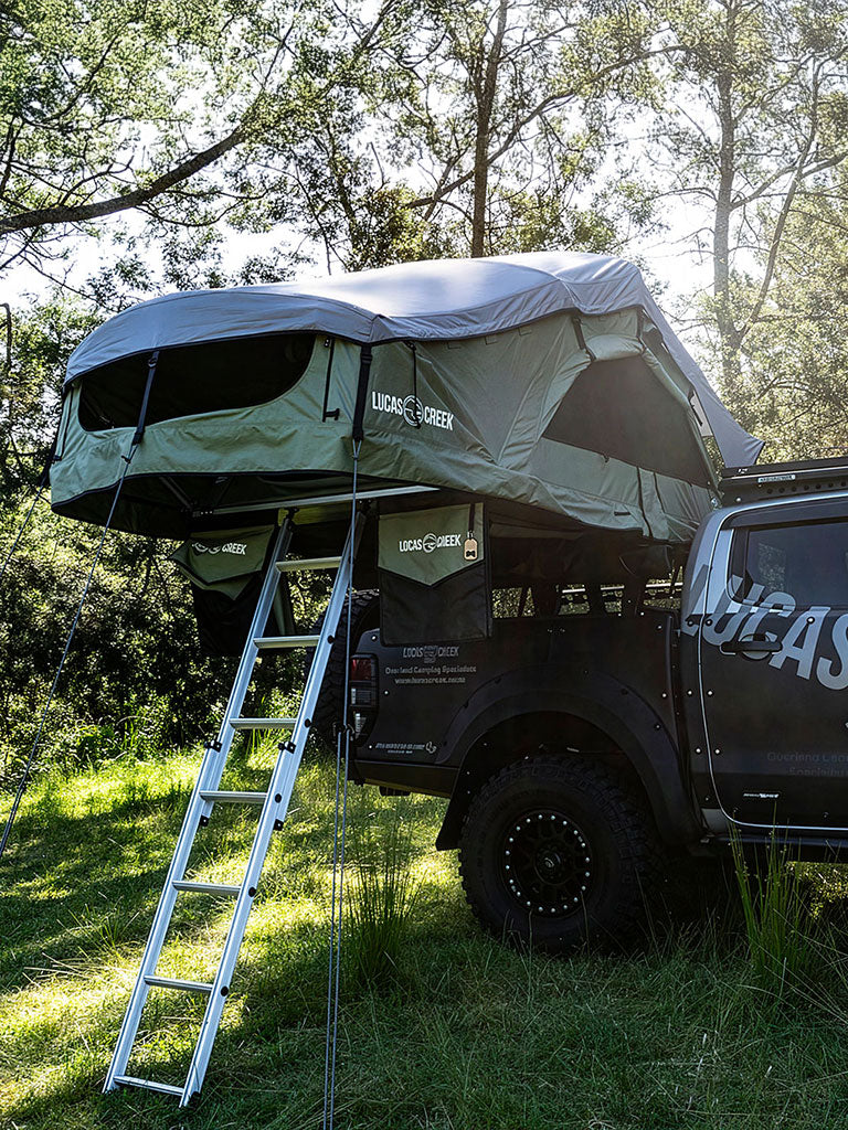 rooftop tents new zealand Gen 4 Soft Shell Rooftop Tent - Natural Green – Lucas Creek