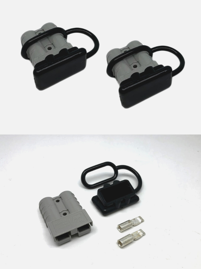 2 x 50 amp Anderson Plug Grey with 2 x 2pc Dust Cover Kit Black 2 x 50 amp Anderson Plug Grey with 2 x 2pc Dust Cover Kit Black